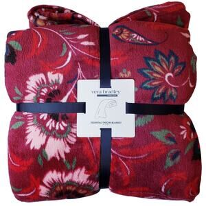 NEW VERA BRADLEY Outlet Essential Throw Blanket 50" W x 80" H Red Floral
